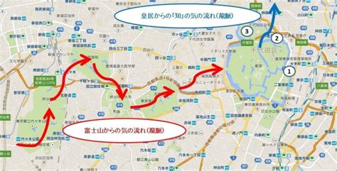 龍脈龍の通り道 東京地図|皇居周辺パワースポット巡り 